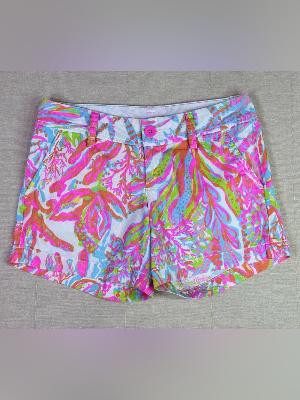Lilly Pulitzer Callahan Coral Reef Print Shorts Pink Multi Size 00 Resort